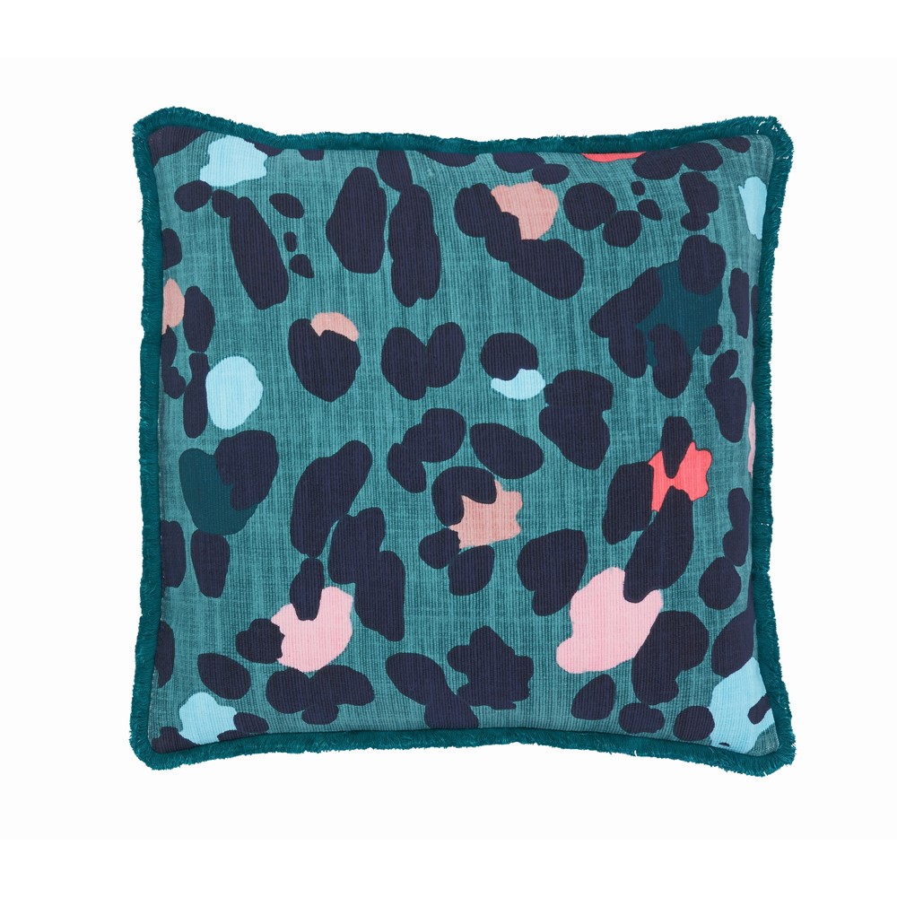 Lynx Leopard Cotton Cushion by Joules in Multi